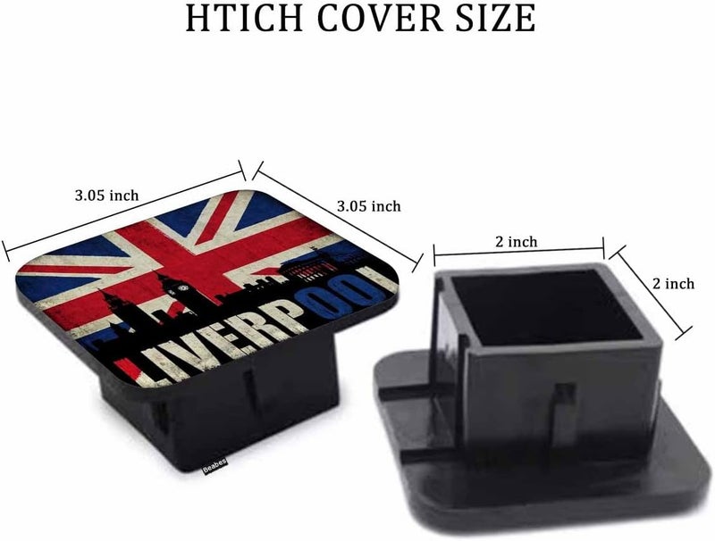 Beabes British Flag Car Towing Hitch Covers Grunge UK Flag Big Ben London Cityscape 2" Receiver Hitch Cover, Hitch Cover Protects Your Trailer Hitch Receiver from Dirt Water and Rust - Image 2